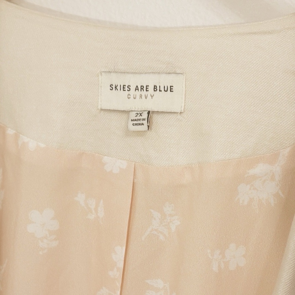 SKIES ARE BLUE Open Blazer Ruched Sleeves, Front Pockets, Lined Size 2X - Picture 5 of 6